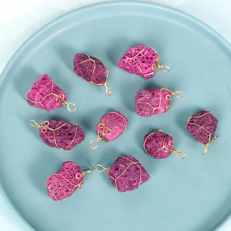 Wholesale Irregular Raw Stone Purple Cobalt Calcite Pendant Necklaces